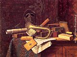 William Michael Harnett Famous Paintings - Still Life with Bust of Dante